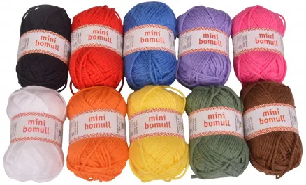 Järbo Minibomull Lanka-paketti 13 perusväriä 10g - 10 kpl - Järbo Minibomull Lanka-paketti 13 perusväriä