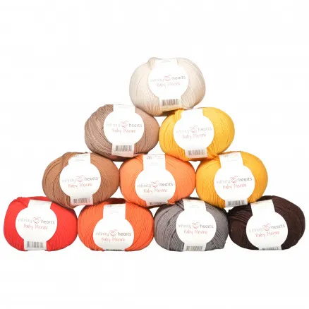 Infinity Hearts Baby Merino Lanka -pakkaus 13 Ruskeat ja Oranssit sävyt - 10 kpl - Infinity Hearts Baby Merino Lanka -pakkaus 13 Harmaat ja Ruskeat sävyt