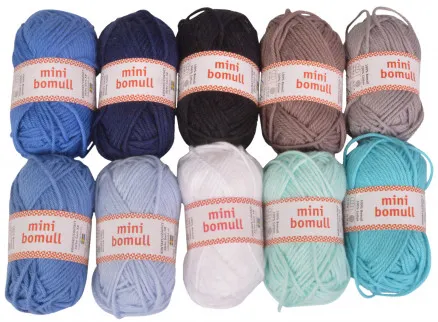 Järbo Minibomull Lankapakkaus 09 Sinisen ja Harmaan sävyt 10g - 10 kpl - Järbo Minibomull Lankapakkaus 09 Sinisen ja Harmaan sävyt