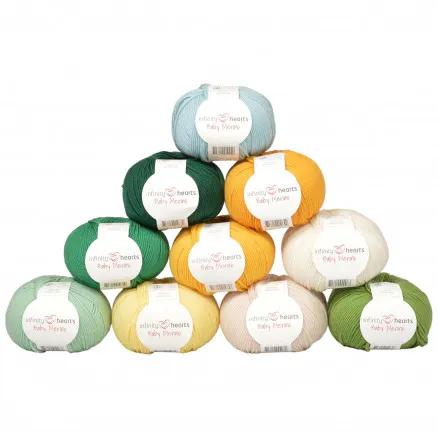 Infinity Hearts Baby Merino Lanka -pakkaus 14 vihreää ja keltaista sävyä - 10 kpl - Infinity Hearts Baby Merino Lanka -pakkaus 14 vihreää ja keltaista sävyä
