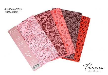 Tissu de Marie Fat Quarter Rose 50x57cm - 5 kpl