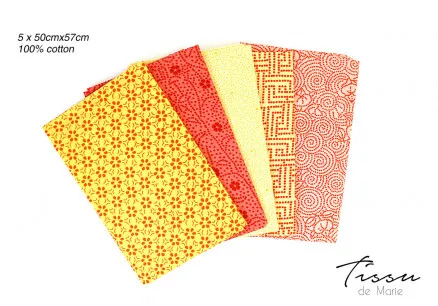 Tissu de Marie Fat Quarter Rav 50x57cm - 5 kpl